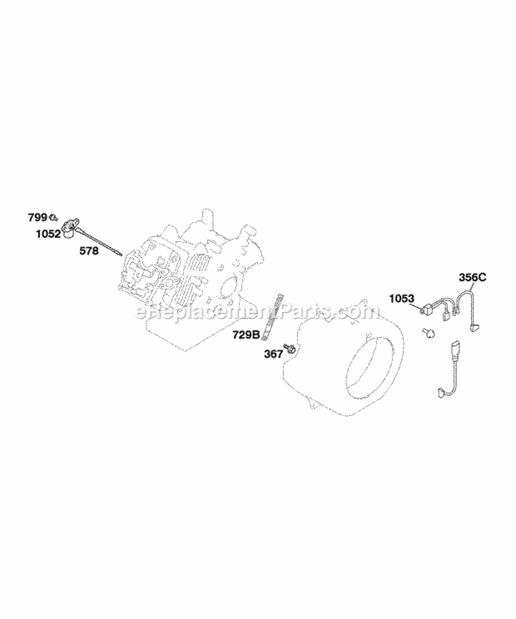 Oil Sensor Group Diagram and Parts List for 086432-0143-B1  Briggs and Stratton Engine